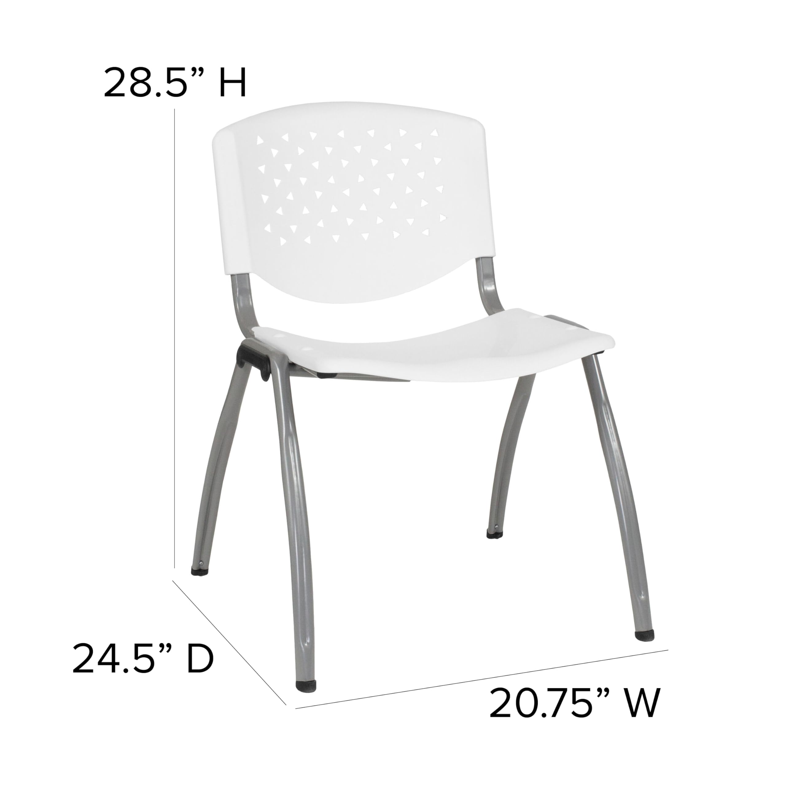 HERCULES Series 880 lb. Capacity White Plastic Stack Chair with Titanium Gray Powder Coated Frame