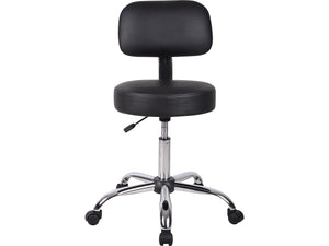 B245-BK Be Well Medical Spa Stool with Back, Black