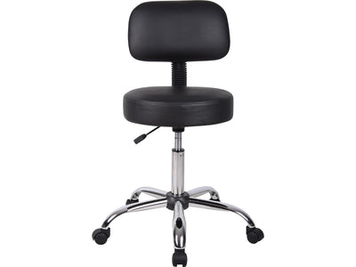 B245-BK Be Well Medical Spa Stool with Back, Black