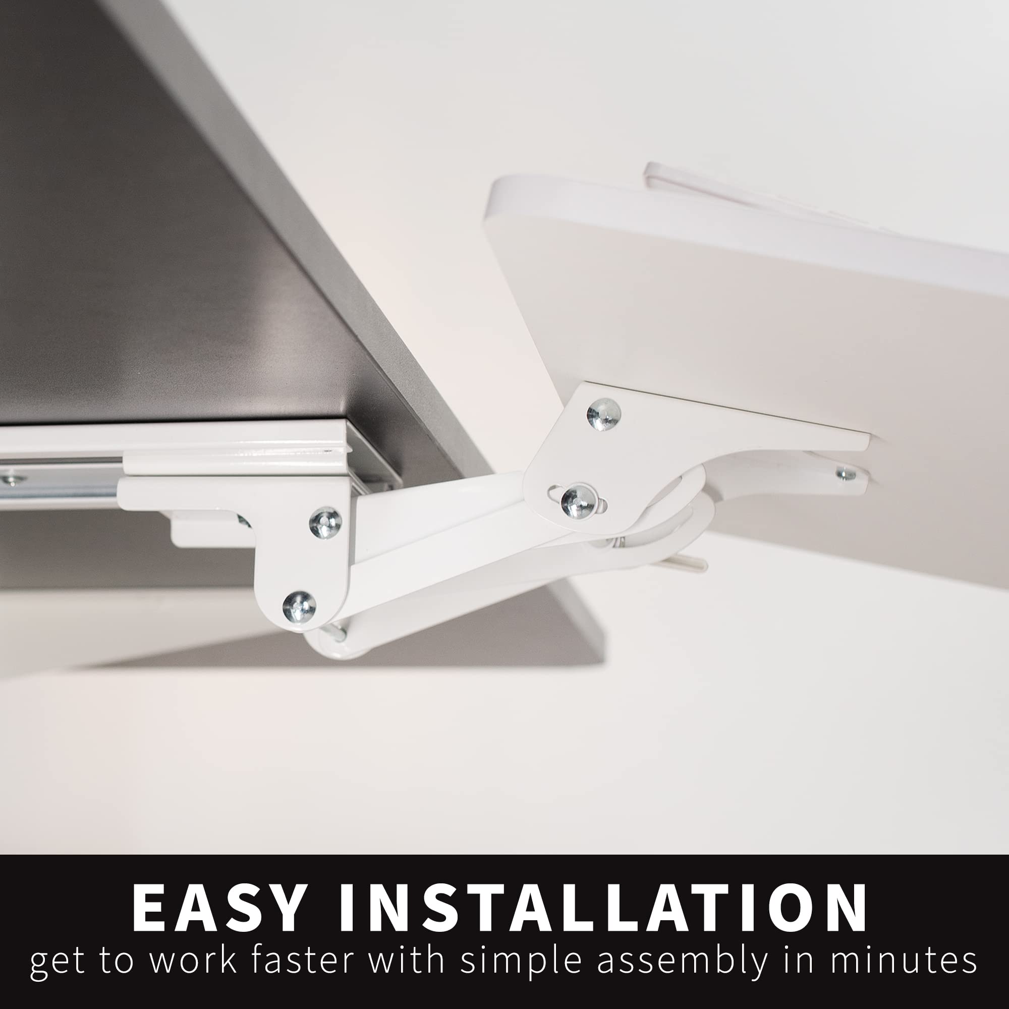Adjustable 25 x 10 inch Computer Keyboard and Mouse Platform Tray Ergonomic Under Table Desk Mount Drawer Underdesk Shelf, White, MOUNT-KB03W