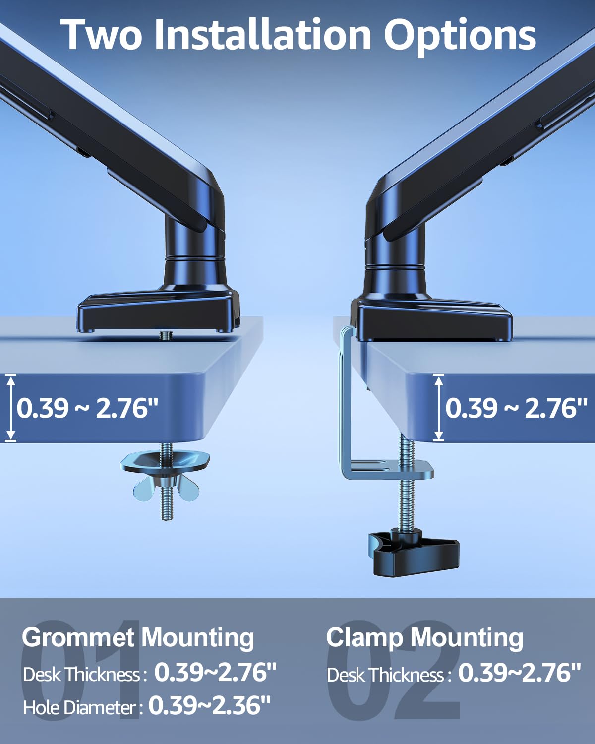 Single Monitor Mount for 32 27 24 22 inch Screen, Monitor Arm Holds 4.4-22 lbs, Monitor Desk Mount, Gaming & Home Office Use, VESA 75x75mm & 100x100mm, Freelift Pro Black