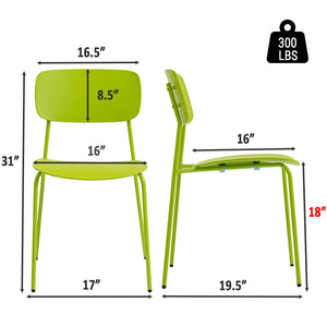 Stackable Chairs Set of 4, Metal Waiting Room Chairs with Plastic Seat, Capacity 300lbs, Stacking Chairs for Office Conference Break Room Lobby, Green