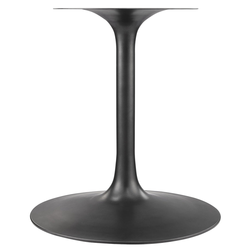 48 Inch Round Wood Dining Table with Metal Pedestal in Black Walnut - Modern Industrial Dining Table for 4 People - Solid Wood Tulip Kitchen Table