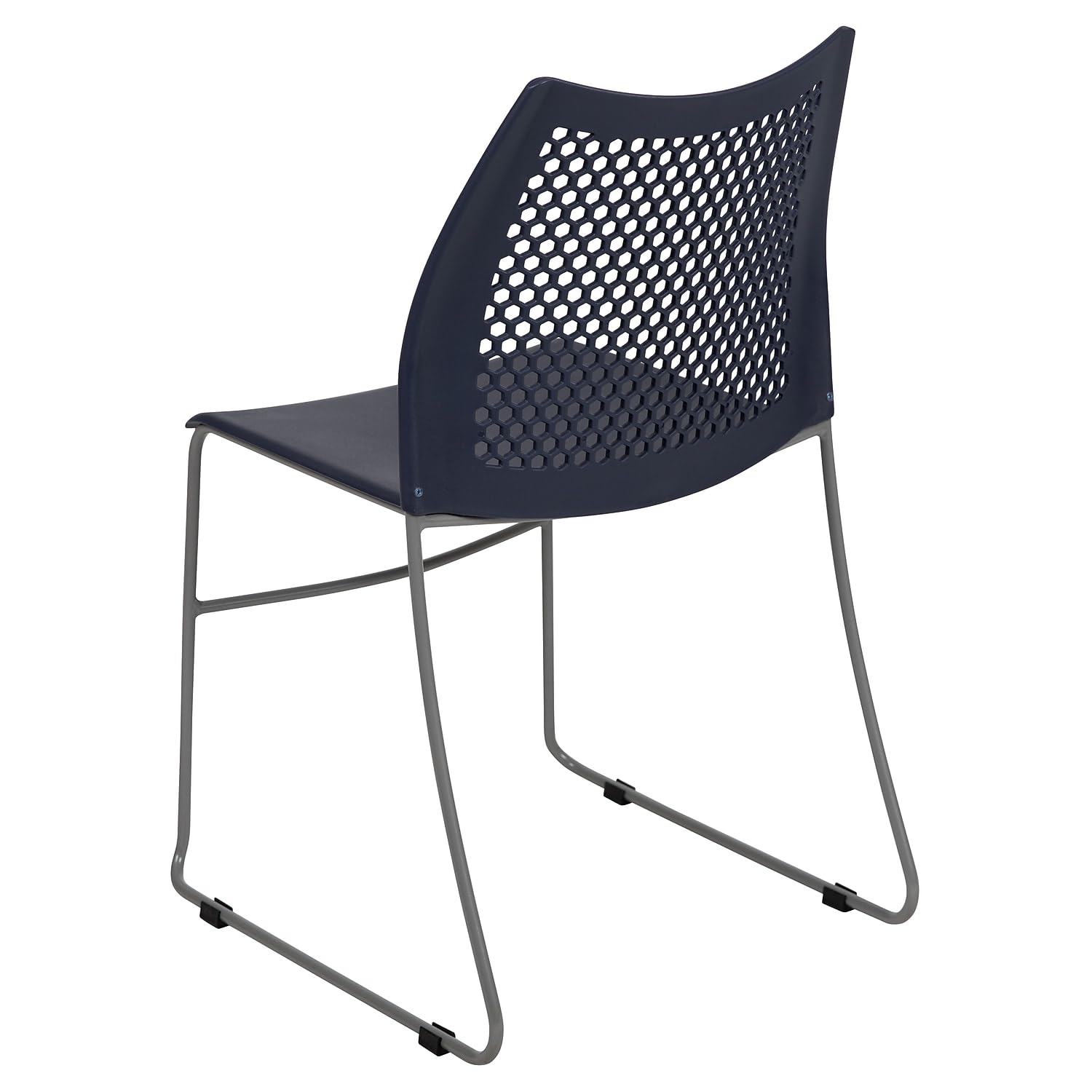 Set of 5 Navy, Orange, Hercules Series Contoured Lobby Chairs with Air-Vent Honeycomb Backs, Ergonomic Stacking Chairs for Offices