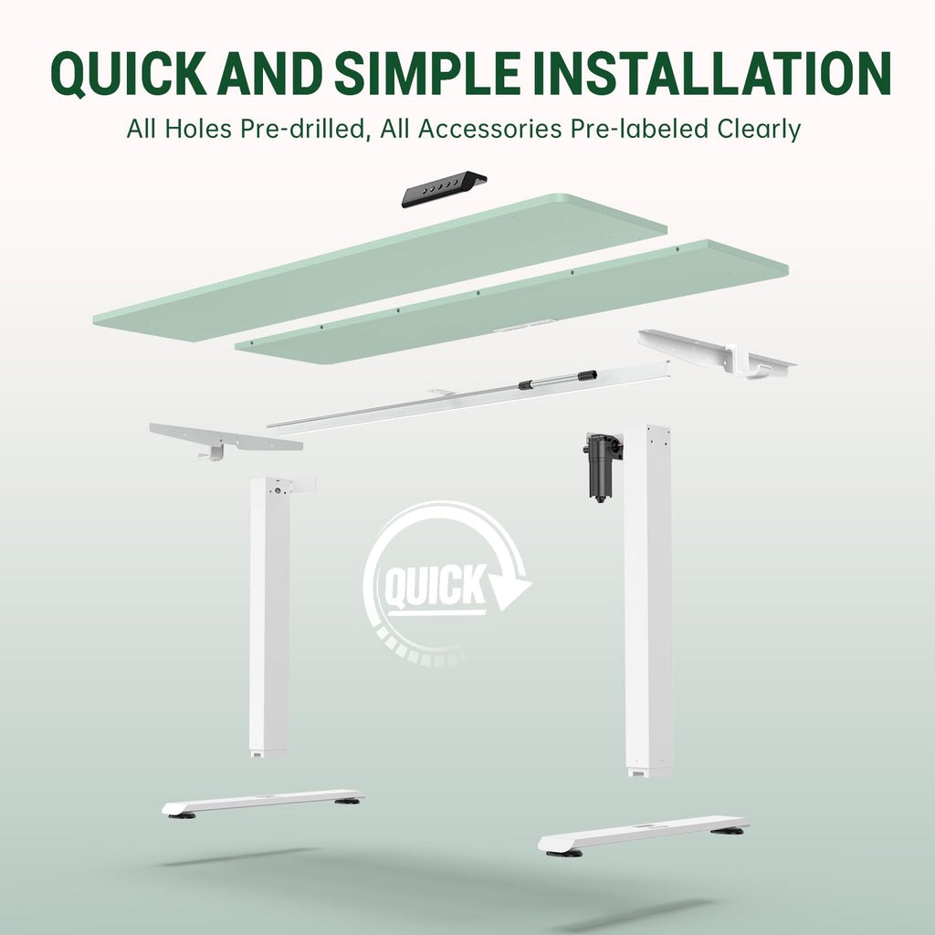 55 Inch Large Electric Standing Desk, 4 Memory Heights Adjustable,Sit to Stand Up, Work Home Office Computer Table for Study, Walking Pad, Writing, and Games, Wooden Desktop Desks, Green