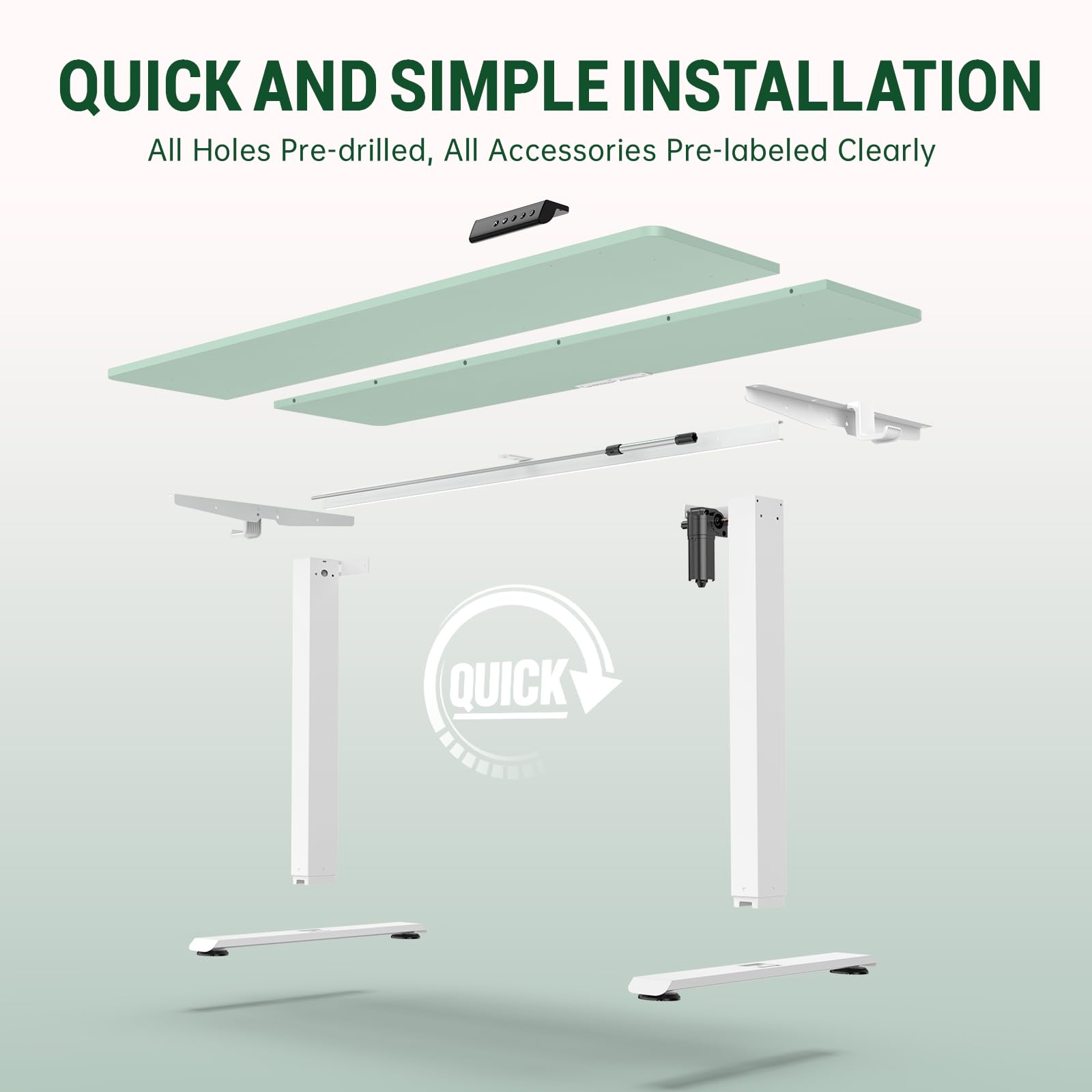 55 Inch Large Electric Standing Desk, 4 Memory Heights Adjustable,Sit to Stand Up, Work Home Office Computer Table for Study, Walking Pad, Writing, and Games, Wooden Desktop Desks, Green