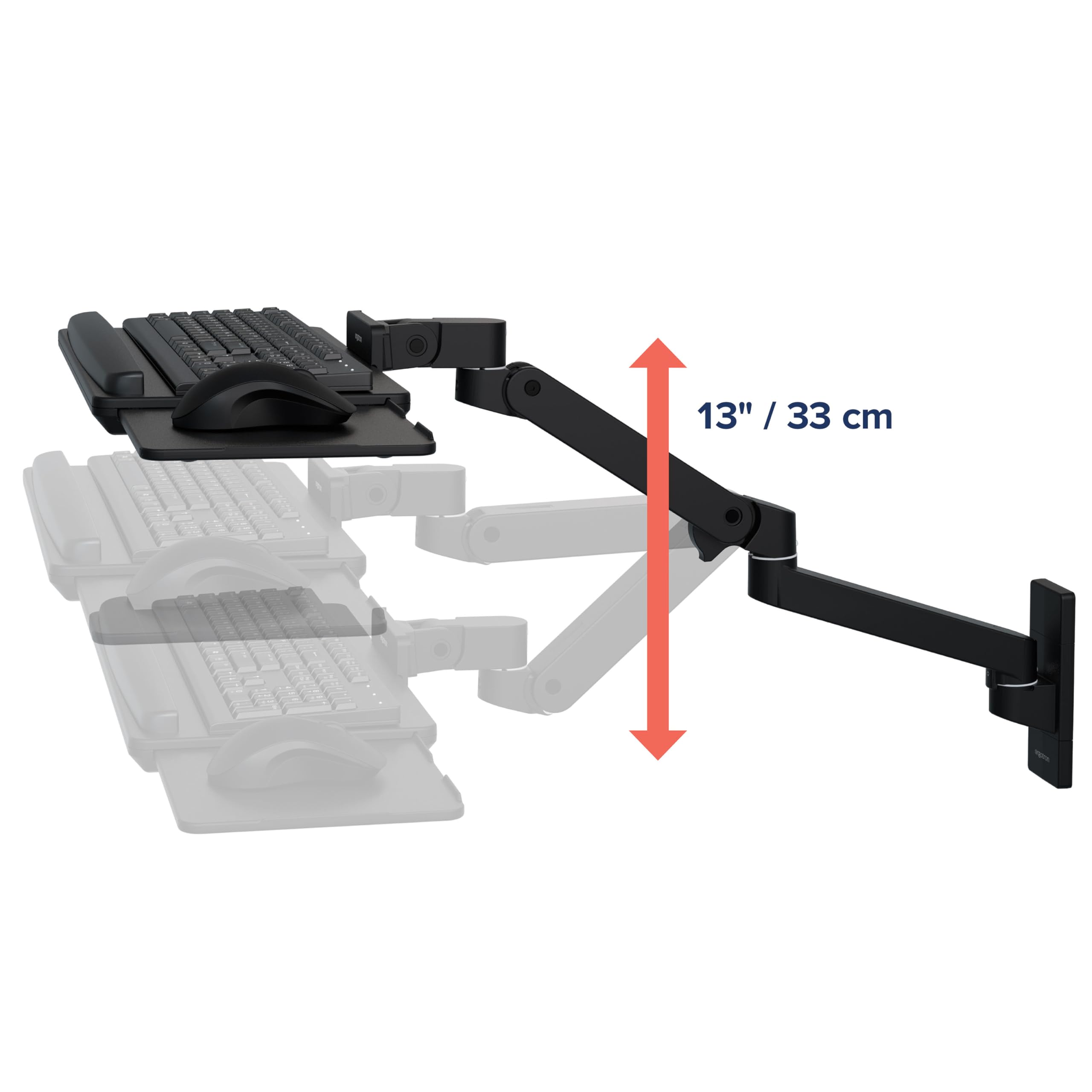 Upgraded LX Pro Premium Keyboard Arm, Wall Mount Adjustable Keyboard Tray – Matte Black