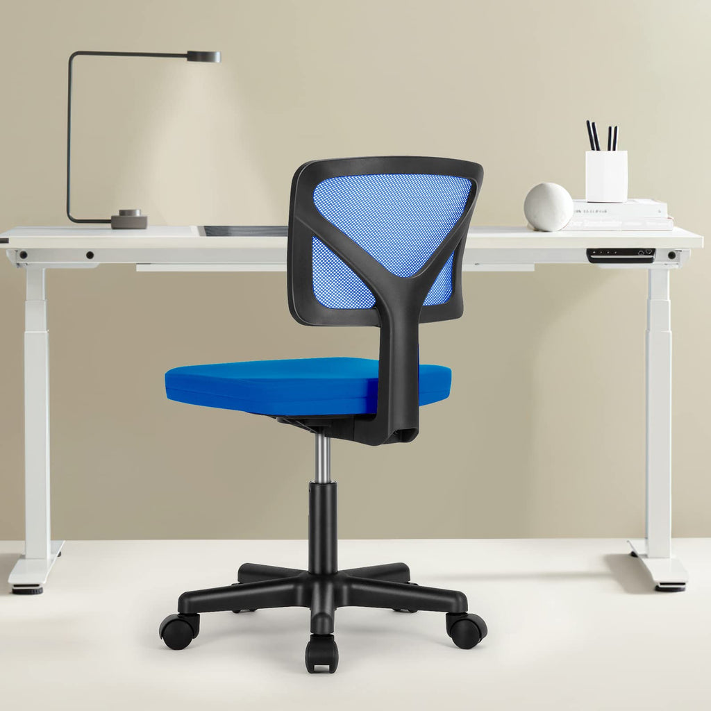 Office Chair, Ergonomic Low-Back Mesh Rolling Work Swivel Chairs with Wheels, Armless Comfortable Seat Lumbar Support for Home, Bedroom, Study, Student, Adults,Classic Blue