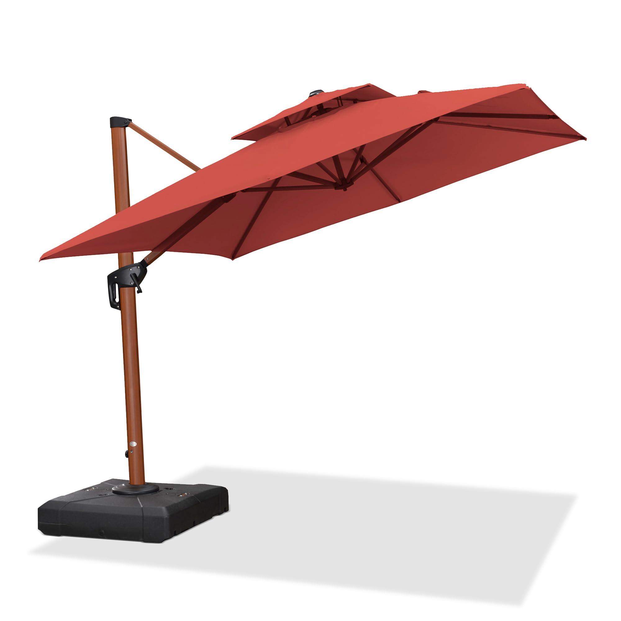 9ft Patio Umbrella Outdoor Square Umbrellas Large Cantilever Umbrella Windproof Offset Umbrellas Heavy Duty Sun Umbrella for Garden Deck Pool Patio, Brick Red