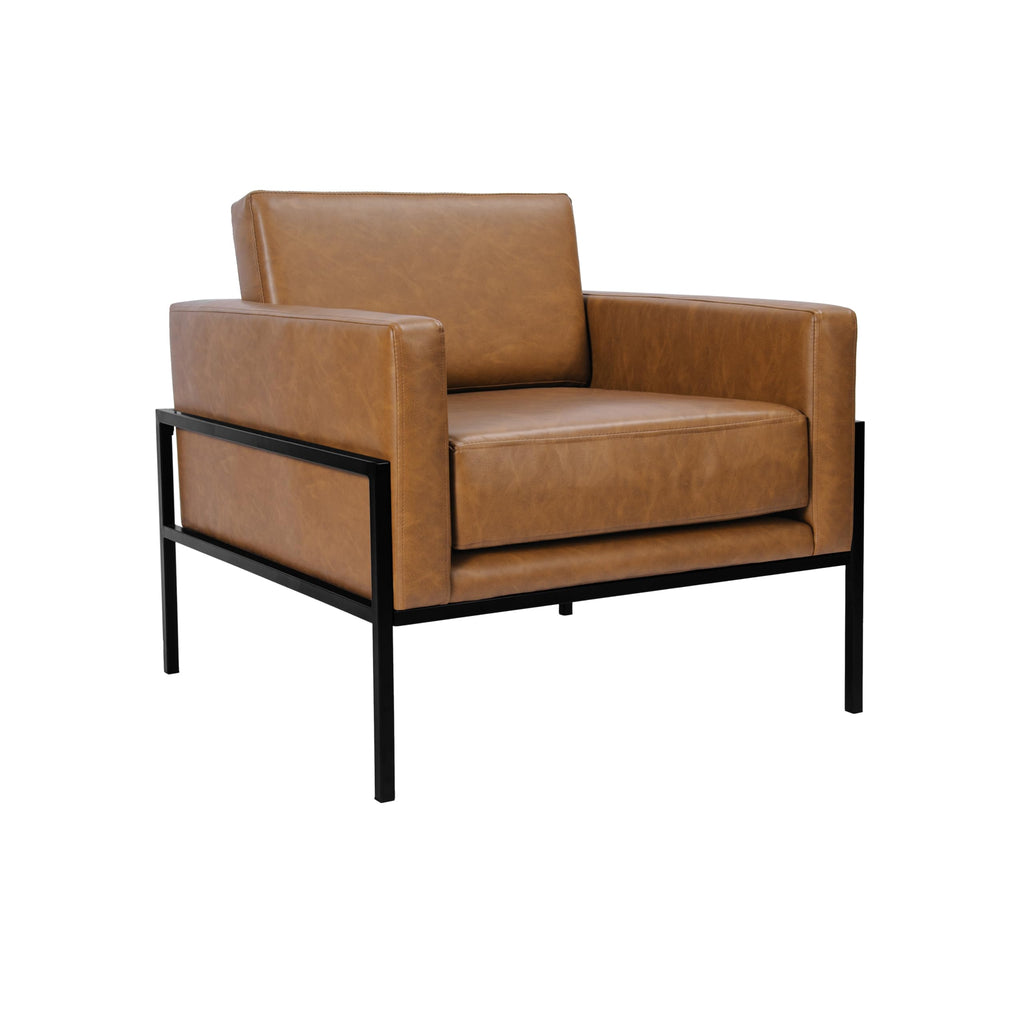 Modern Metal Frame Accent Chair| Home Décor|Accent Chairs for Living Room & Bedroom - Carmel Faux Leather