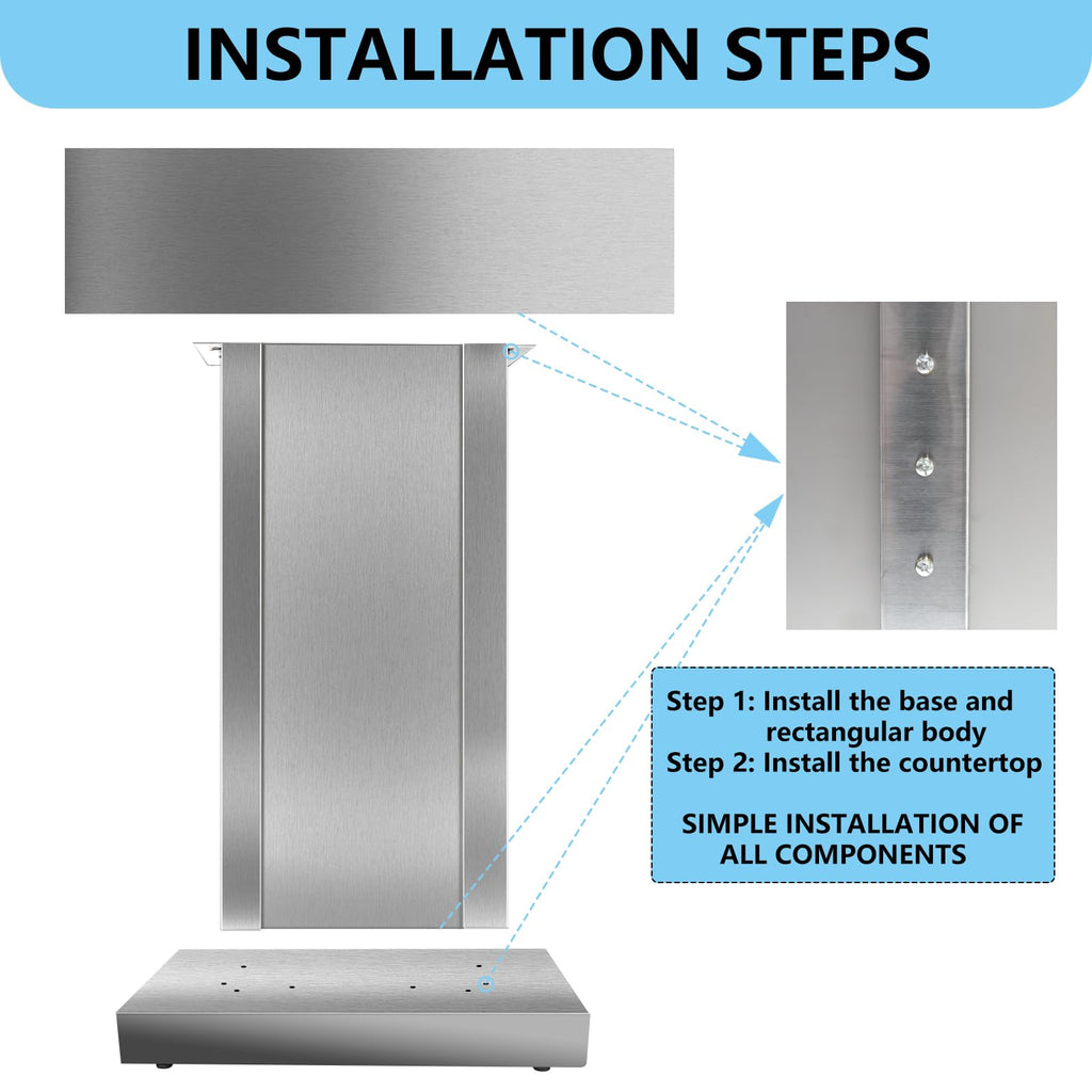 Stainless Steel Podium Stand for Lectern Presentation Church Classroom, Pulpit with Heavy Base Lecture Teacher Conference Wedding Speech