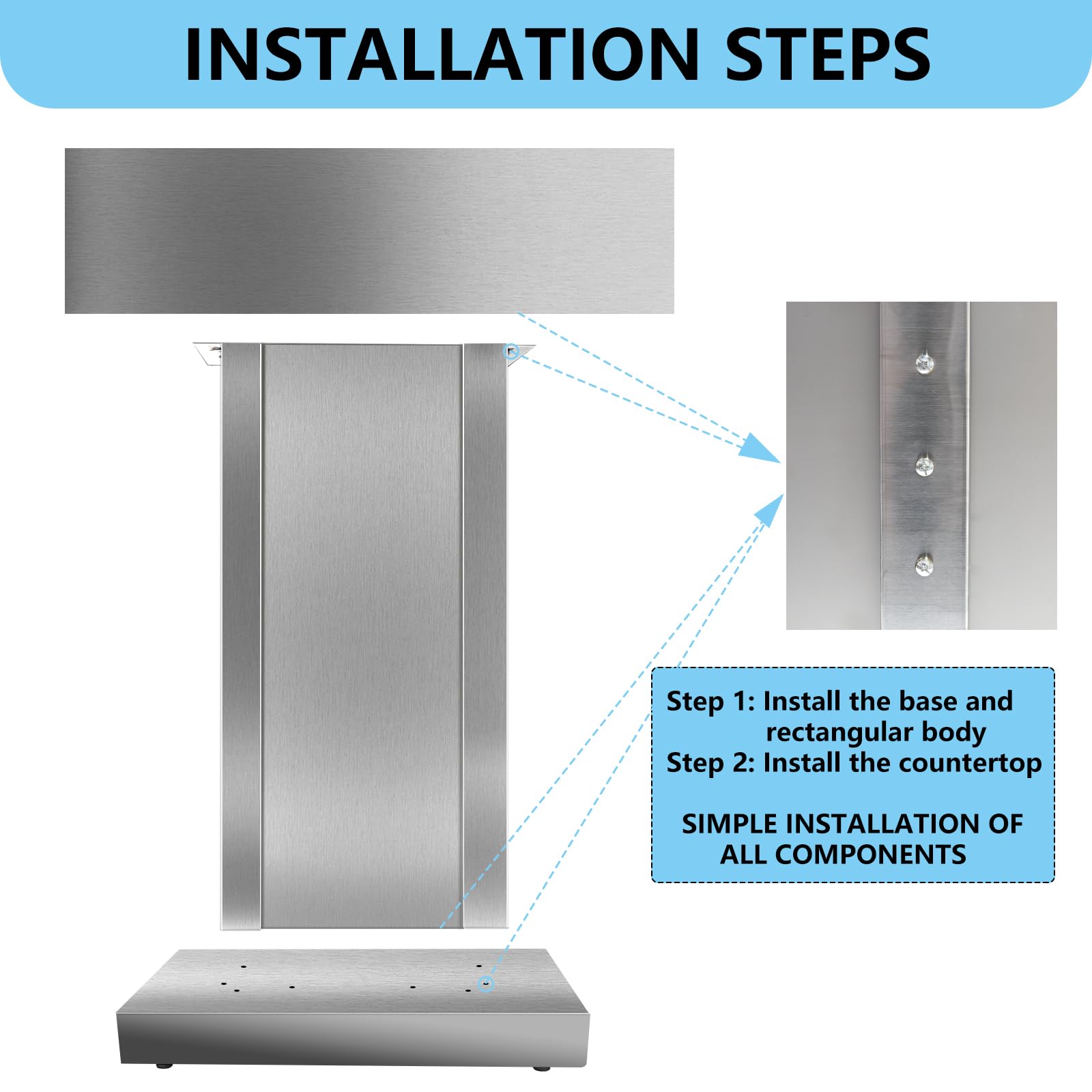 Stainless Steel Podium Stand for Lectern Presentation Church Classroom, Pulpit with Heavy Base Lecture Teacher Conference Wedding Speech