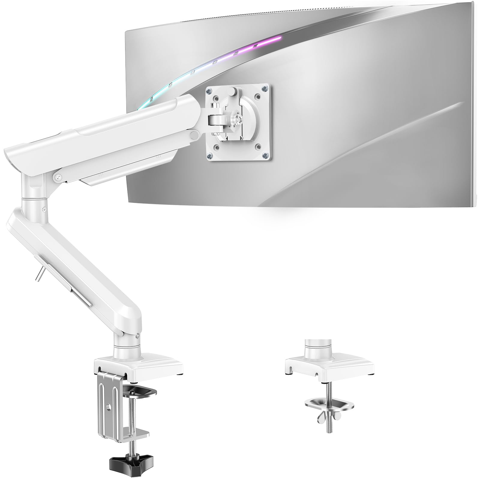 Single Monitor Mount for 32 27 24 22 inch Screen, Monitor Arm Holds 4.4-22 lbs, Monitor Desk Mount, Gaming & Home Office Use, VESA 75x75mm & 100x100mm, Freelift Pro White