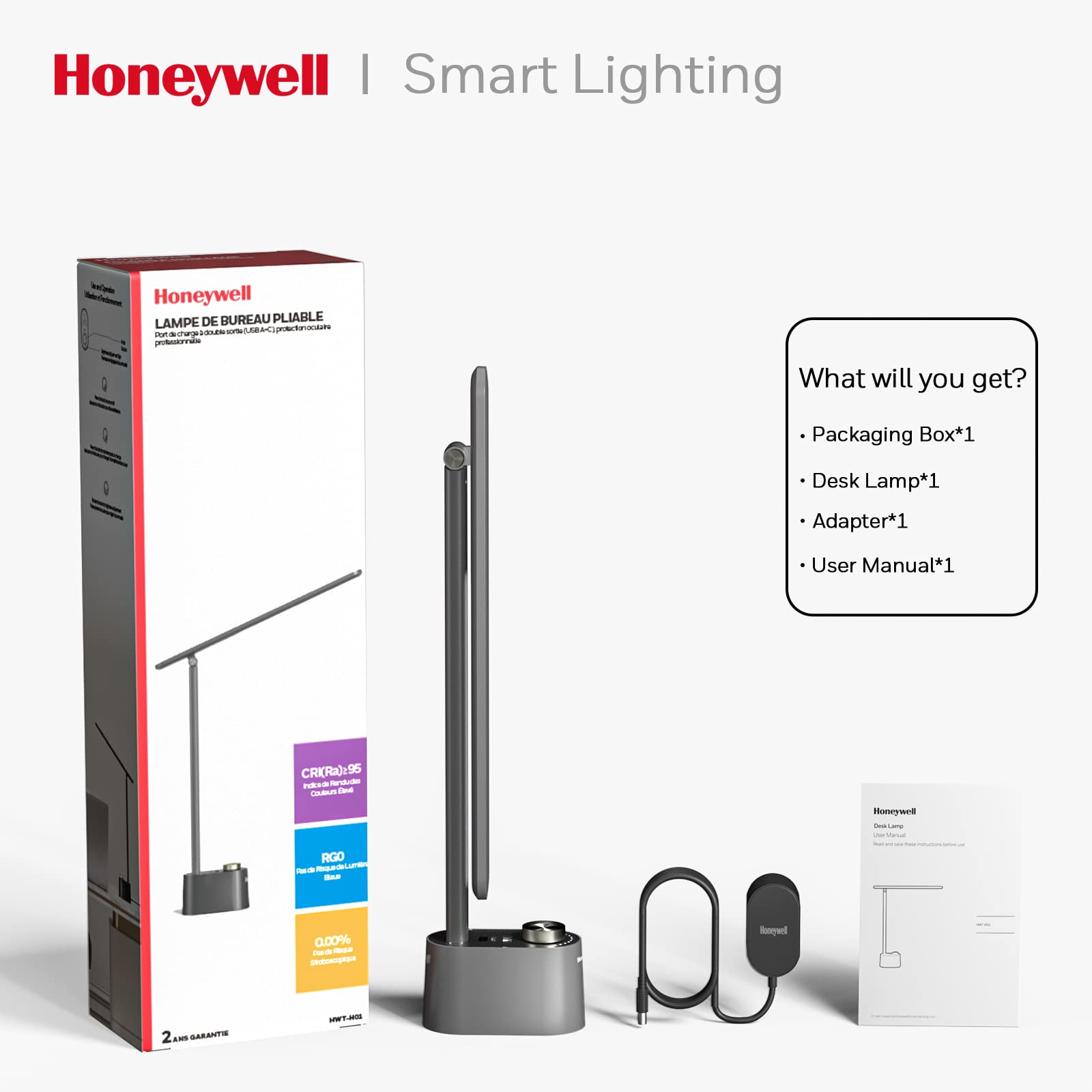 Desk Lamp Stepless Dimmable Table Lamp with USB A+C Dual Charging Port Eye-Caring Foldable Desk Light with 3 Color Modes for Home Office Bedroom Reading Study Sunturalux (Gray)
