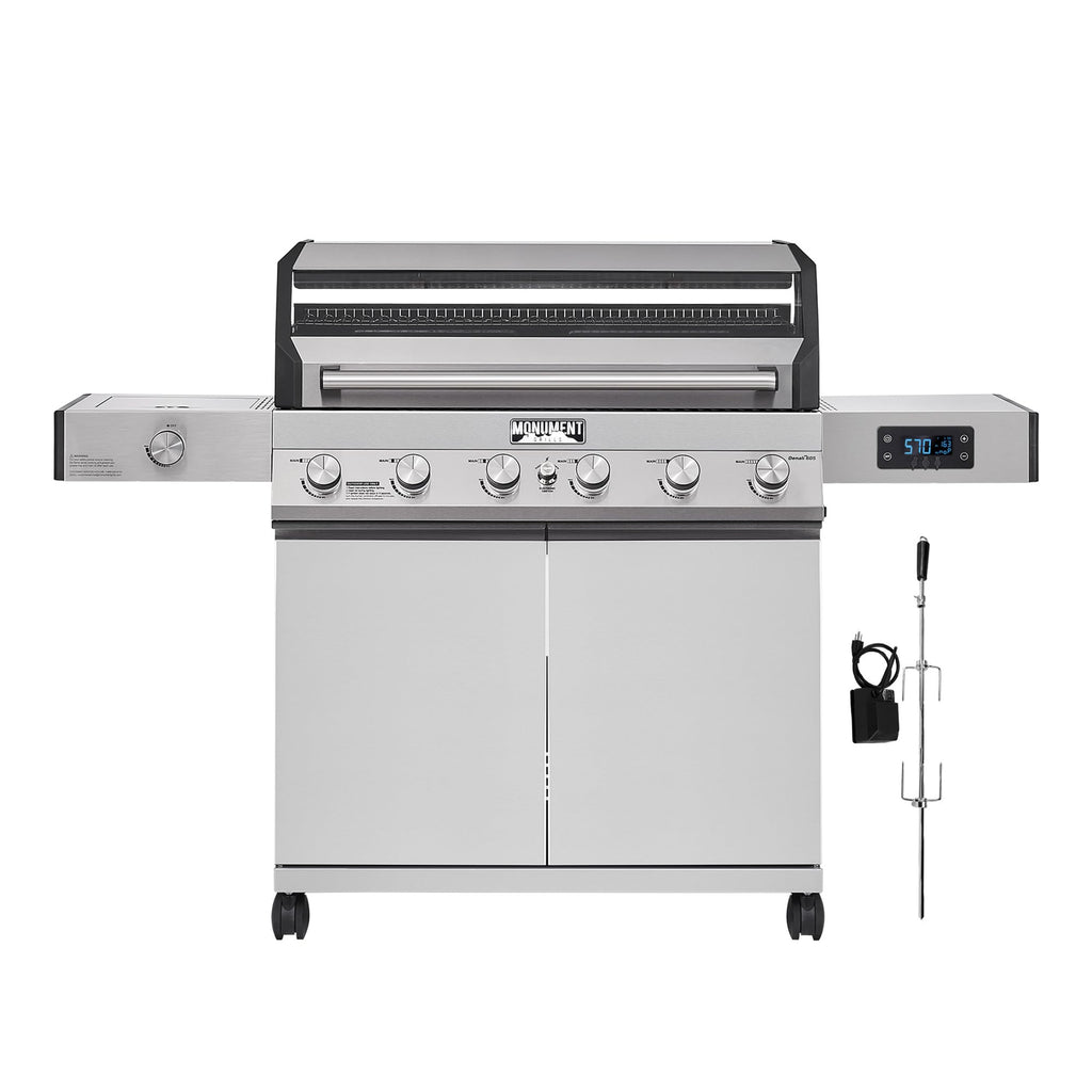 6-Burner Convertible Natural Gas Smart bbq Grill Stainless Steel Denali 605 with Rotisserie Kit (Without Conversion Kit)