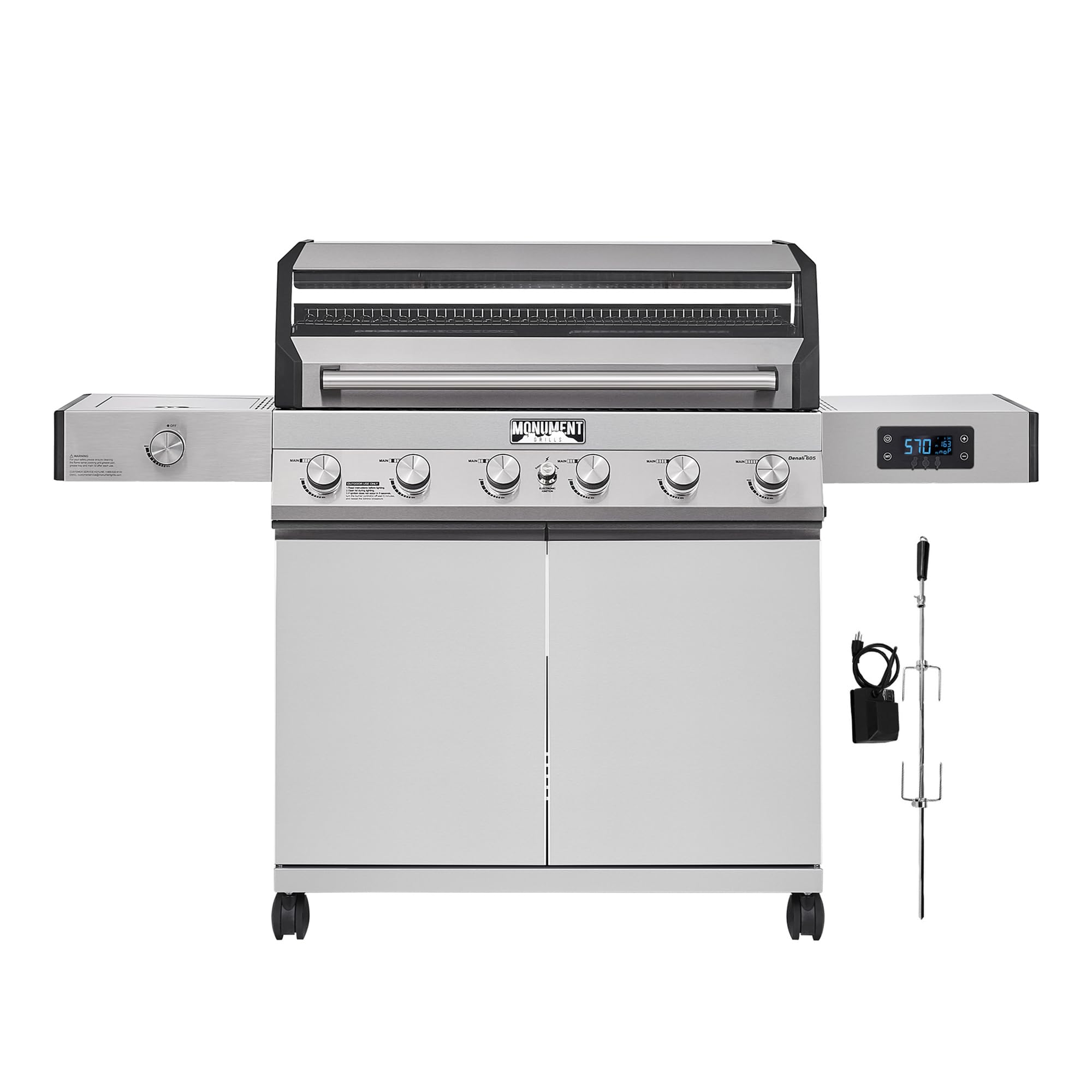 6-Burner Convertible Natural Gas Smart bbq Grill Stainless Steel Denali 605 with Rotisserie Kit (Without Conversion Kit)