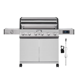 6-Burner Convertible Natural Gas Smart bbq Grill Stainless Steel Denali 605 with Rotisserie Kit (Without Conversion Kit)