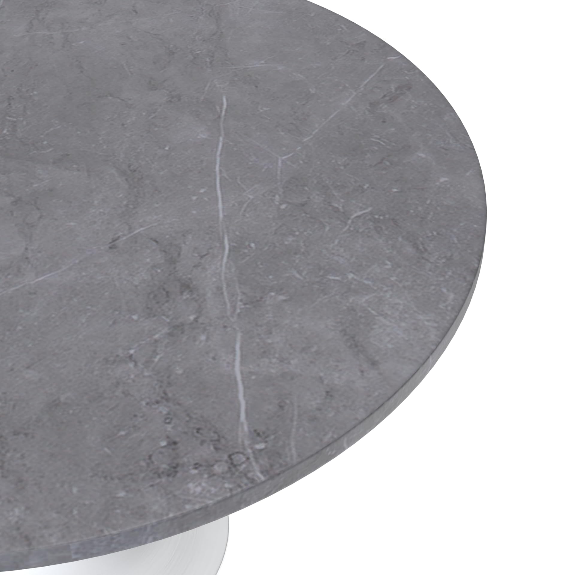 Modern 48" Round Dining Table with Sintered Stone Tabletop in White Steel Pedestal Base for Kitchen and Dining Room (Grey)