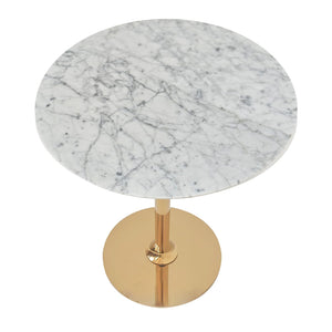Round Marble Coffee Table with Sleek Metal Frame, Modern Nordic Side Table with, Elegant Nightstand for Living Room, Bedroom, Entryway, and Office - Durable, Easy to Clean