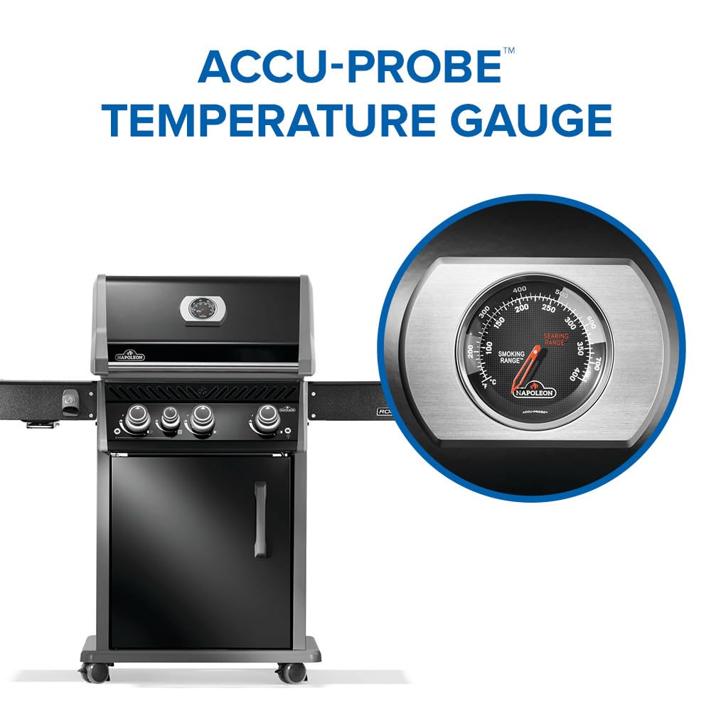 Rogue PRO 425 Propane Gas Grill with Infrared Side Burner, Black, Durable 4-Burner Backyard Grill