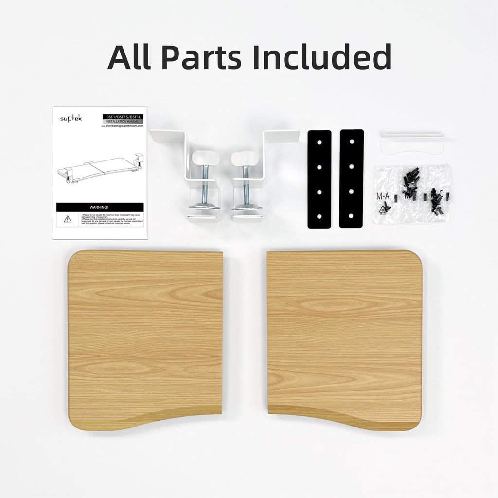 Small Keyboard Tray Under Desk Pull Out with C Clamp Mount for Computer Keyboard, 20 (24.2 Including Clamps) x 11.8 inch Slide-Out Platform Computer Drawer for Typing, Light Wood, DSF1SQM