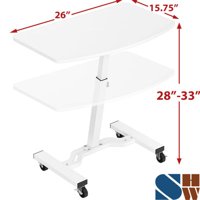 Mobile Height Adjustable Laptop Rolling Cart with Height Adjustment from 28