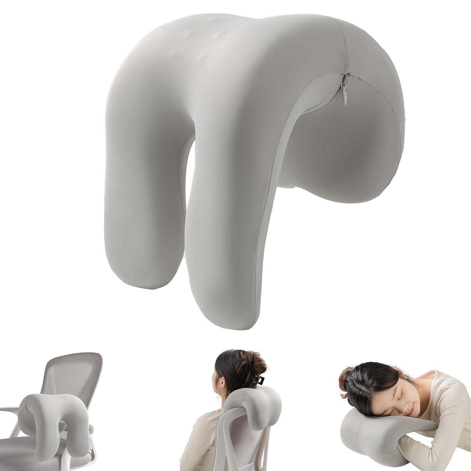 Office Chair Neck Pillow, Memory Foam Ergonomic Nap Pillow Office Chair Headrest Accessory, Neck Support Pillow Ideal for Office and Gaming, Gray