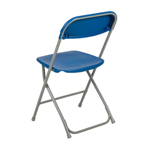 Set of 10, Blue Hercules Series Plastic Folding Chairs for Parties and Weddings, Stackable Commercial Event Seats,