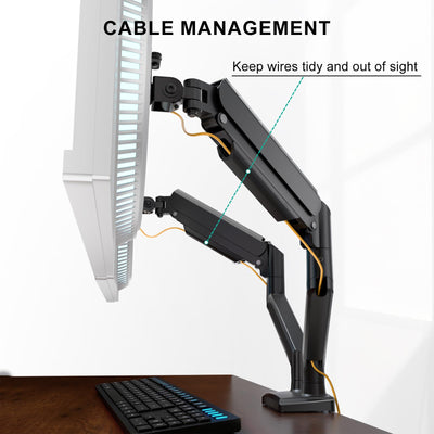 Dual Monitor Stand for 13-32 inch Computer Screens, Dual Monitor Arms for 2 Monitors Holds up to 22 lbs, Height Adjustable Dual Monitors Mount, VESA 75x75/100x100mm (GSMP002N), Black
