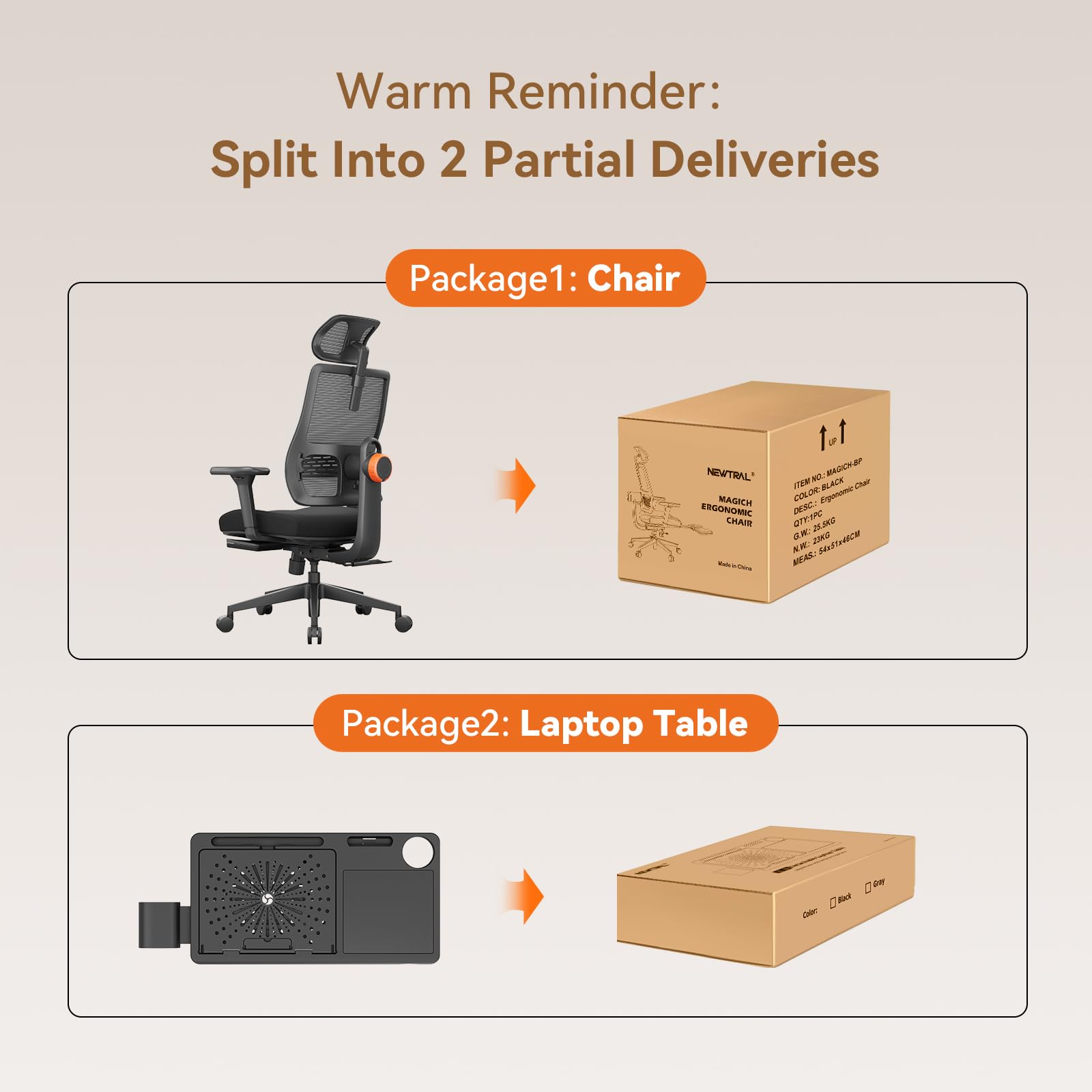Office Chair Ergonomic with Footrest, Auto-Following Lumbar Support, High Back Desk Chair with 4D Armrest,136° Tilt Lock, Adjustable Seat Depth & Height (Upgrade with Laptop Tray, Black)