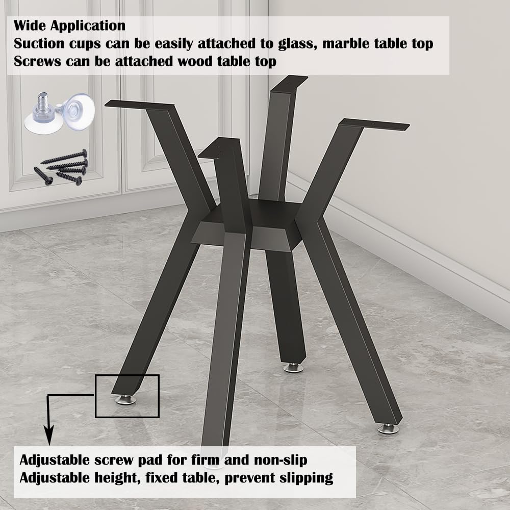 Metal Table Base，Modern Coffee Table Legs 28 Inch, Dining Table Legs for Glass, Marble, and Wood Table Tops, Heavy Duty Desk Legs Furniture Legs for Home,Kitchen,Office (Black)