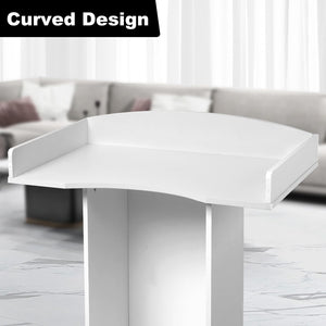 Podium Stand for Lectern Presentation Church Classroom, White Pulpit with Wooden Heavy Base, Podium for Lecture, Wedding Speech