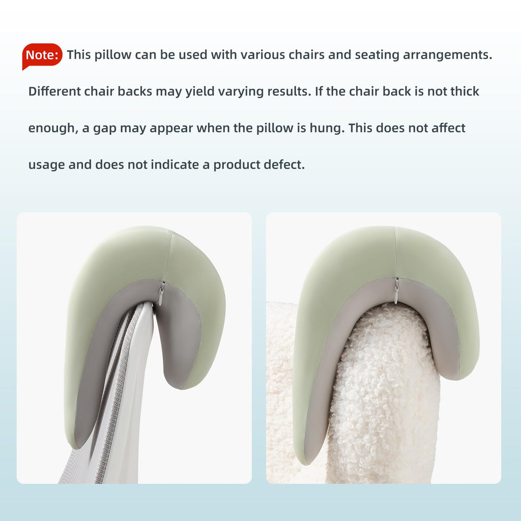 Office Chair Neck Pillow, Memory Foam Ergonomic Nap Pillow Office Chair Headrest Accessory, Neck Support Pillow Ideal for Office and Gaming, Gray and Green