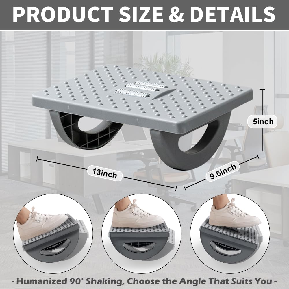 Foot Rest for Under Desk at Work - Ergonomic Foot Stools for Under Office Desk - Rocking Footrest with Roller Massager - Leg Rest for Chair, Computer Gaming -13