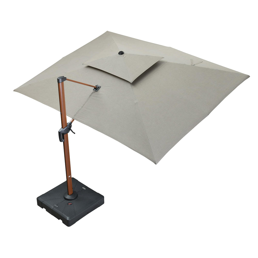 10' X 13' Patio Large Cantilever Umbrella Outdoor Square Wood Umbrellas Offset Umbrella Heavy Duty Sun Umbrellas for Garden Deck Pool, Heather Taupe