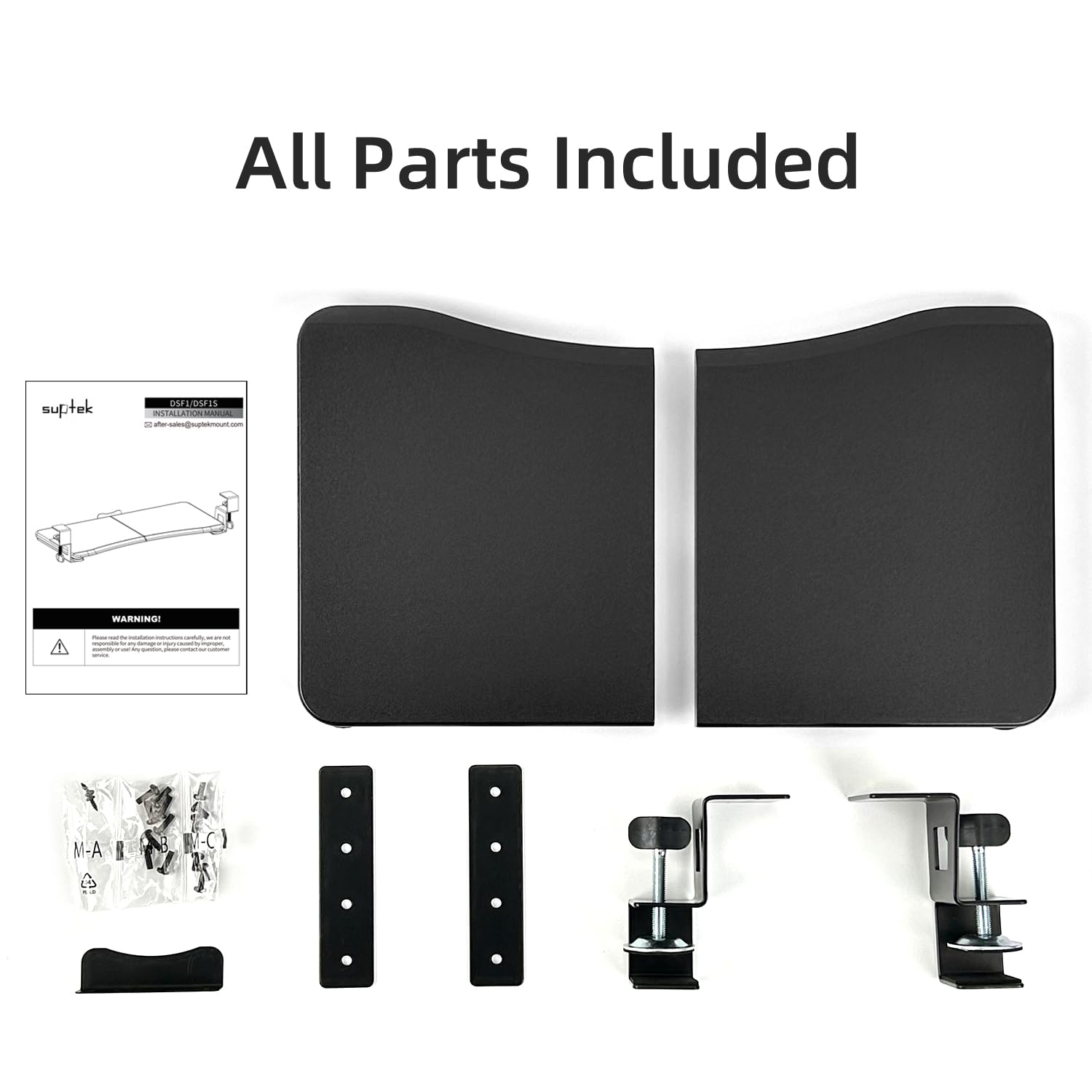 Small Keyboard Tray Under Desk Pull Out with C Clamp Mount, Computer Keyboard & Mouse Tray, 20 (24.2 Including Clamps) x 11.8 inch Slide-Out Platform Computer Drawer for Typing, Black, DSF1S