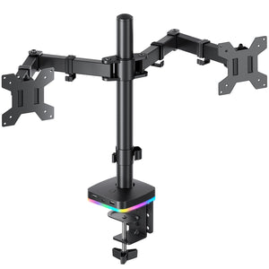 RGB Single Monitor Stand, Monitor Arm with 3 USB Ports, Charging and USB Data Transfer Function, Adjustable Desk Mount for 13