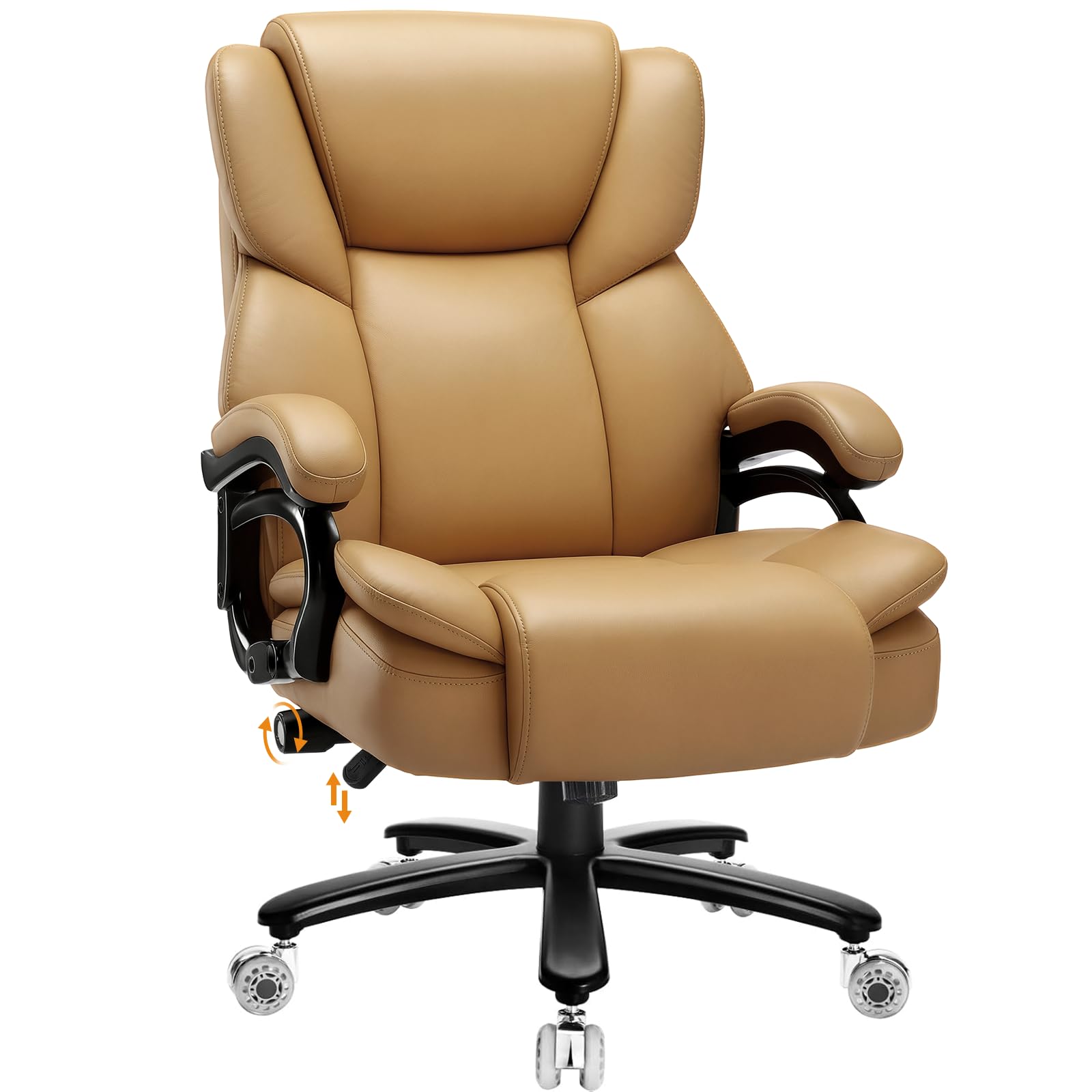 500lbs Big and Tall Office Chair for Heavy People,Heavy Duty Comfy Office Chair,High Back Executive Computer Chair with Lumbar Support, Rubber Wheel