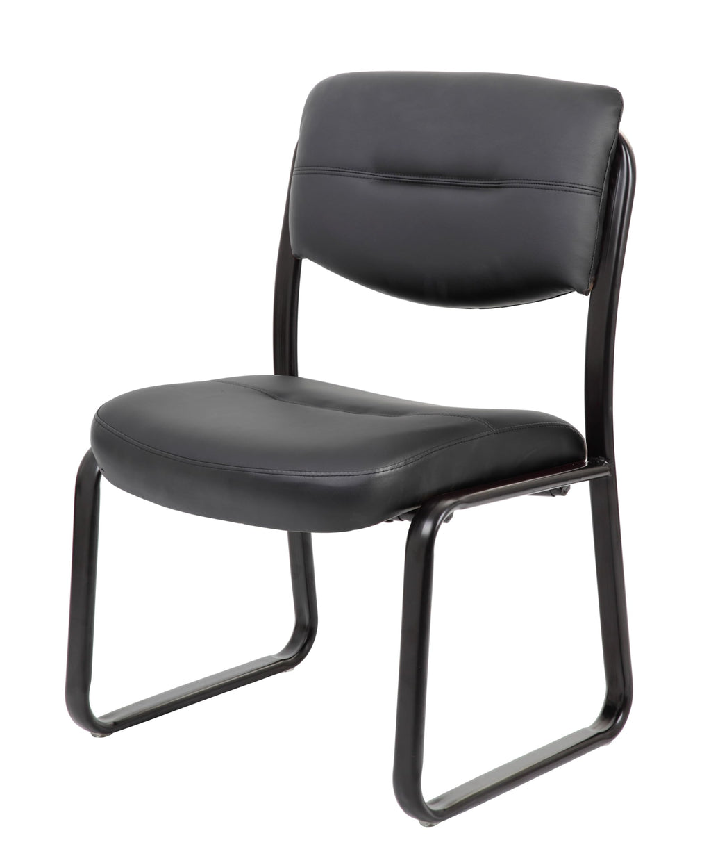 B9539 Leather Sled Base Side Chair in Black, 250