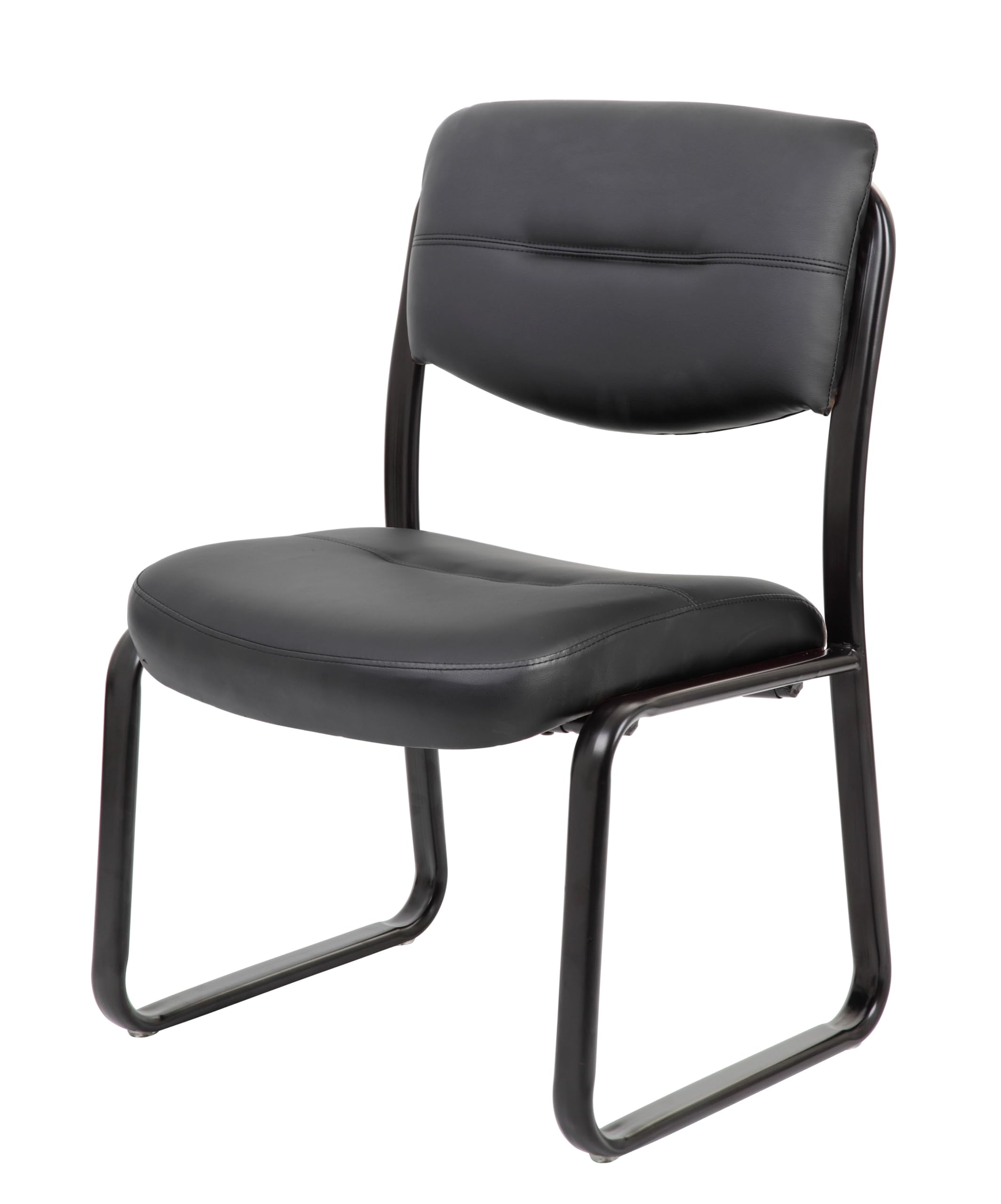 B9539 Leather Sled Base Side Chair in Black, 250