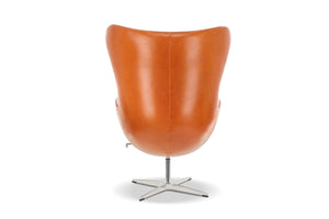 Swivel Armchair 35.4”, Italian Nappa 11000 Top Grain Leather, 360° Swivel, Mid-Century Modern Accent Chair for Living Room, Brown