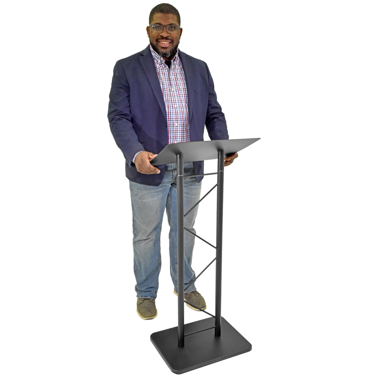 Large portable Lectern, Stand Up Church Pulpit, Slanted  Lectern conference, Podium for Speakers, Speeches and Other Occasions- Truss Lectern, Black Powder Coat Finish, Metal