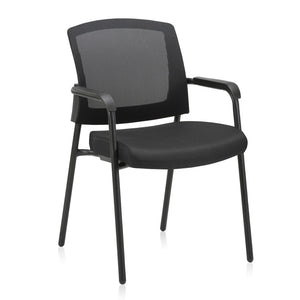 Office Reception Guest Chair Mesh Back Stacking with Ergonomic Lumbar Support and Thickened Seat Cushion for Waiting Conference Room Black