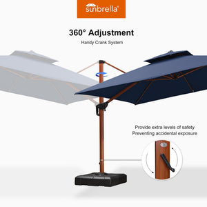 10' X 10' Double Top Deluxe Square Patio Umbrella - Offset Hanging Cantilever Umbrellas in Spectrum Indigo