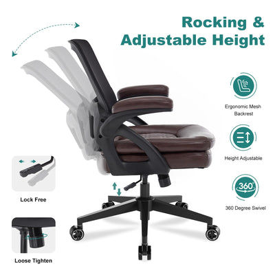 Big and Tall Office Chair, 500lbs Heavy Duty Ergonomic Mesh, Brown