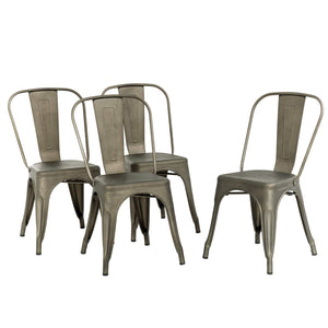 Metal Chair Dining Chair Set of 4 Patio Chair Home Kitchen Chair 18 Inch Seat Height Dinning Room Chair Stackable Metal Bar Chairs Indoor Outdoor Chairs Tolix Bar Side Chair Dining Chair