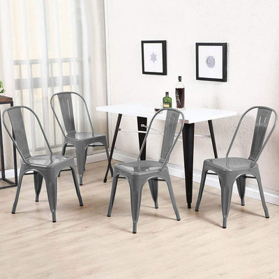 Dining Chairs Set of 4 - Indoor/Outdoor, Metal, 18 Inch Seat Height, 330LBS Weight Capacity, Stackable, Restaurant & Bar Chairs