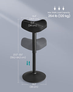 Ergonomic Wobble Stool, Height Adjustable Standing Desk Stool 23.3-33.1 Inches, Swivel Balance Chair with Non-Slip Base, Saddle Seat, for Active Sitting, Office, Home, Ink Black UOSC008B01