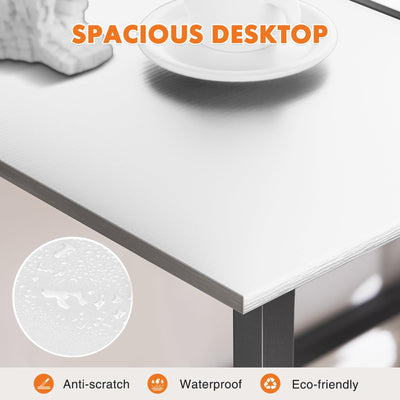 Computer Small Office Desk 32 Inch Student Study Writing Work with Metal Frame Wood Tabletop Modern Simple PC Home Bedroom Table, Modern White