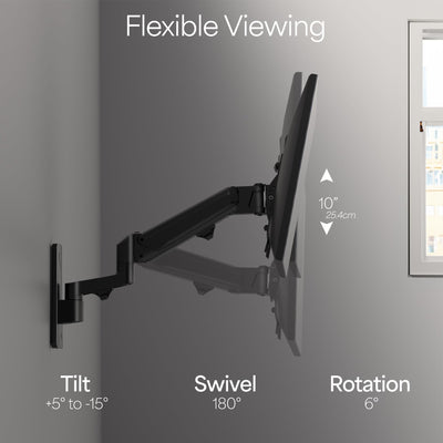 Premium Aluminum Single TV Wall Mount for 23 to 43 inch Screens, Adjustable Arm, Fits up to VESA 200x200, MOUNT-G200B